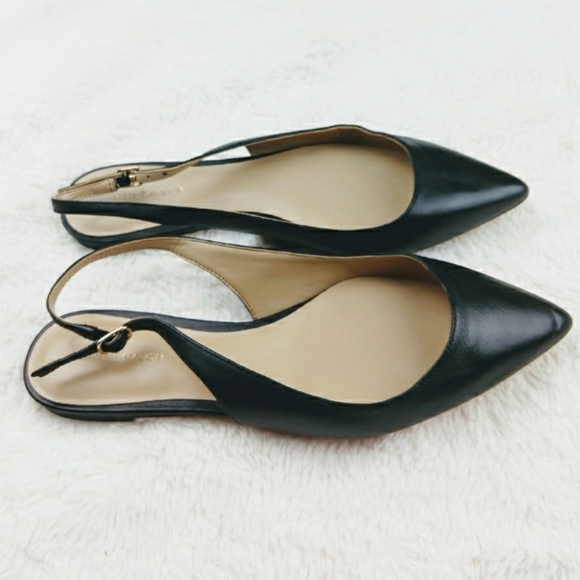 Ann Taylor Pointed Toe Slingback Flat (Black) - Picture 2 of 4